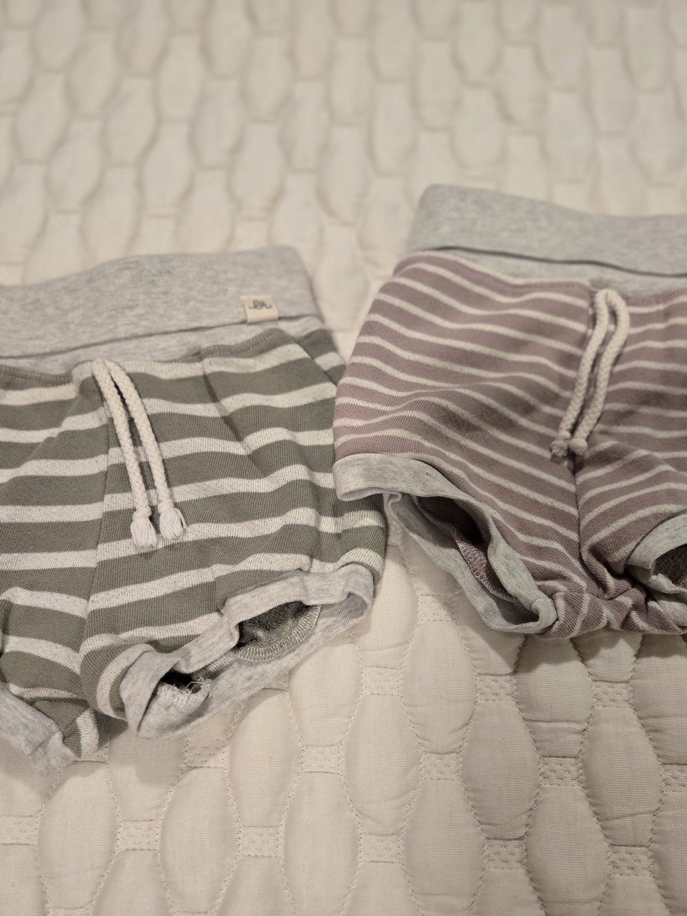 Lulu + Roo Set Of 2 Toddler Boys Shorts Grey- Purple- Green Stripes Size 4t